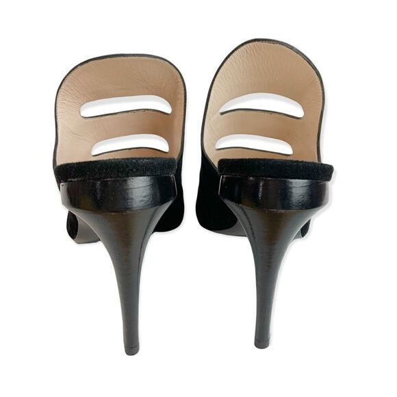 NIB FENDI Black Suede & Snake Skin Slip On Heeled Mules Size EU 39 - Picture 5 of 11